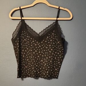 No Boundaries Black Camisole with Floral Lace